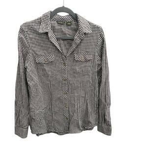 Eddie Bauer Flannel Button Front Long Sleeve Cotton Medium Gingham